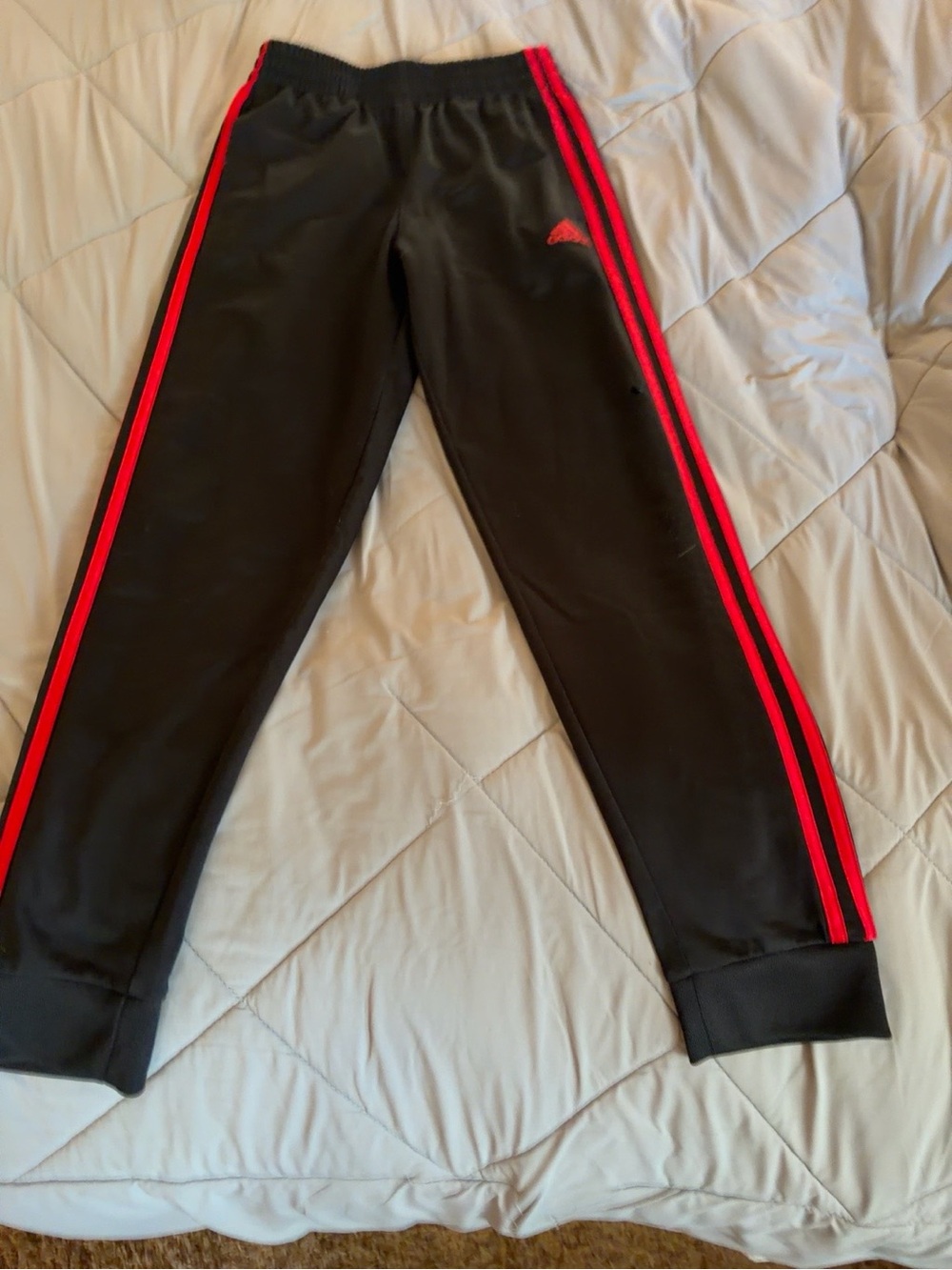 adidas Kids Black Sweatpants with Red Side Stripes
